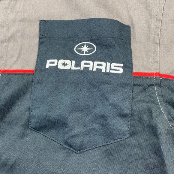 Polaris Polo Shirt Men Small S Gray Black Button Up Casual Embroidered Logo - Picture 2 of 9